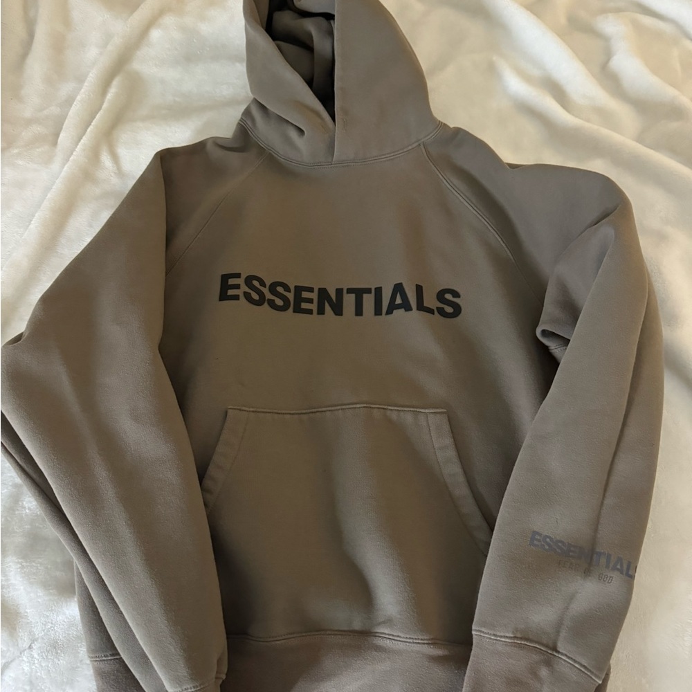 Essentials fear of god hoodie taupe size small